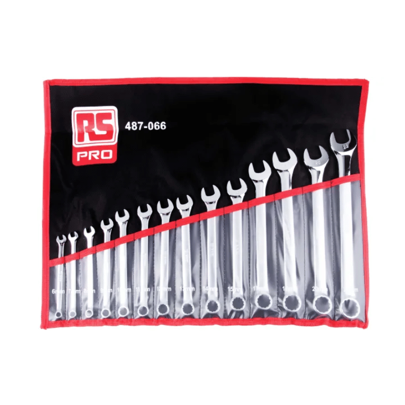 RS PRO 14-Piece Spanner Set, 6 → 22 mm, Chrome Vanadium Steel, 487-066