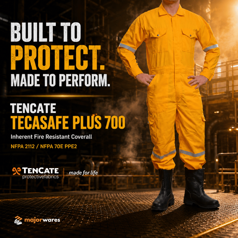 TENCATE TECASAFE PLUS 700 FR Coverall | Inherent Fire Resistant | NFPA 2112 | NFPA 70E PPE2 | SIRIM DOSH Certified