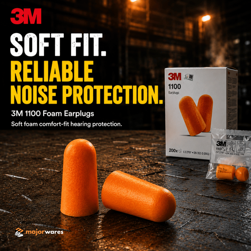 3M 1100 Foam Earplugs | Soft Foam Hearing Protection | Noise Reduction Ear Plug | Industrial Safety PPE