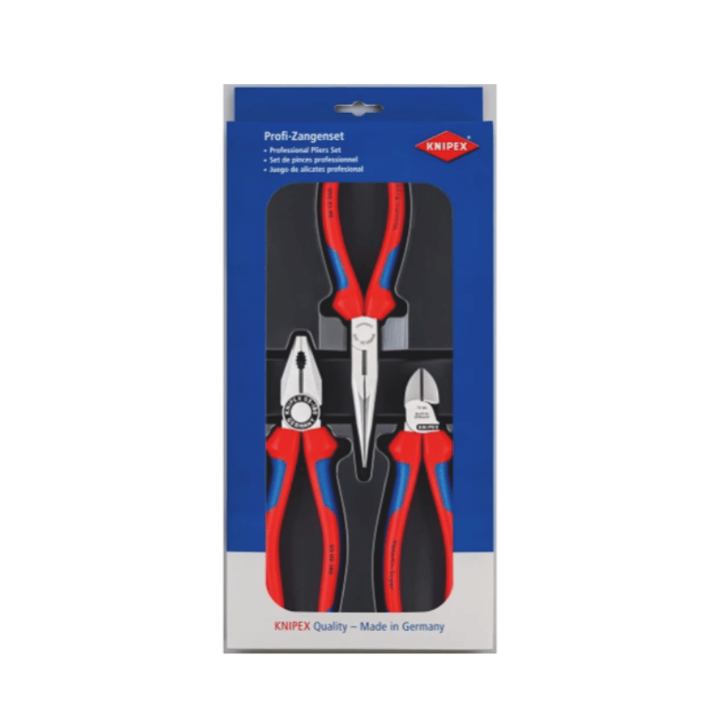 Knipex 3-Piece Plier Set, Straight Tip, 185 mm Overall,  00 20 11