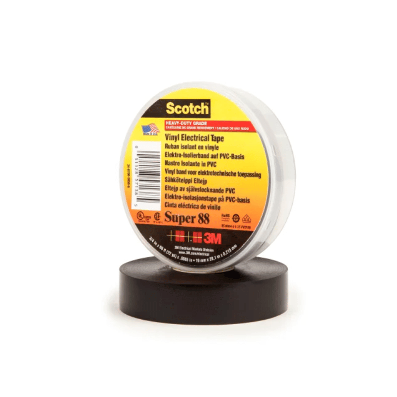 3M Scotch Super 88 Black Polyvinyl Chloride Electrical Insulation Tape, 19mm x 20m, Super 88