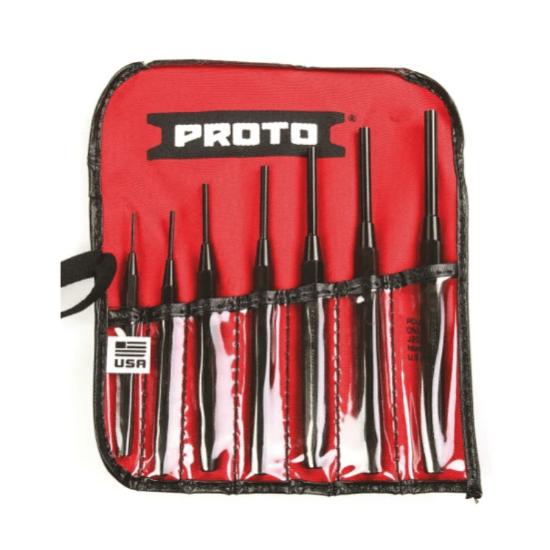 Stanley 7-Piece Punch Set, Pin Punch, 1/4 → 1/8 in Shank, 47A